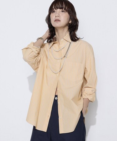 オーガニックワッシャーストライプ シャツ