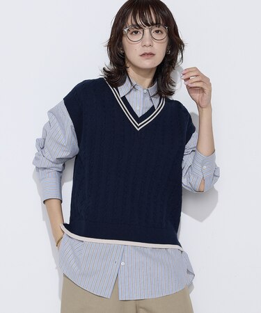 ケーブル編 ニットベスト