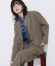 【セットアップ対応】パウダープレーンストレッチ ショートダブルジャケット