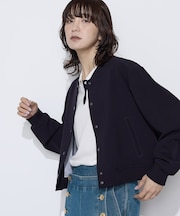 〔 +サイズ 〕 ポリエステルレーヨンダブルクロス ブルゾン