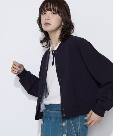 〔 +サイズ 〕 ポリエステルレーヨンダブルクロス ブルゾン