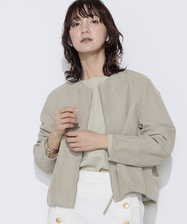 〔 TALLサイズ 〕 フェイクスエード タックブルゾン