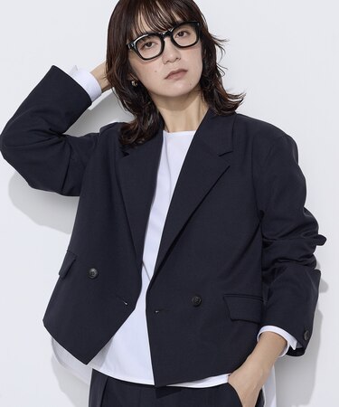 〔 +サイズ 〕 【セットアップ対応】パウダープレーンストレッチ ショートダブルジャケット