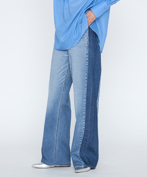 中空ストレッチデニム ワイドジーンズ