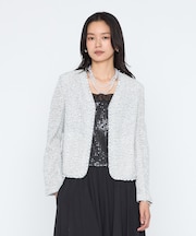 ファンシーニットツイード チェーン 刺繍ジャケット