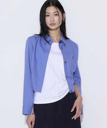 〔 Sサイズ 〕 コットンポプリンストライプ クロプトシャツ