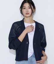 和紙混ドライタッチ ニットカーディガン