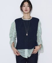 和紙混ドライタッチ ニットジレ