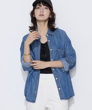 〔 +サイズ 〕 テンセル/リネンデニム シャツ