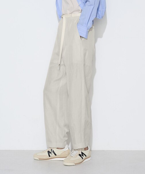 キュプラリネン/トリアセリネンサテン バレルシルエットパンツ