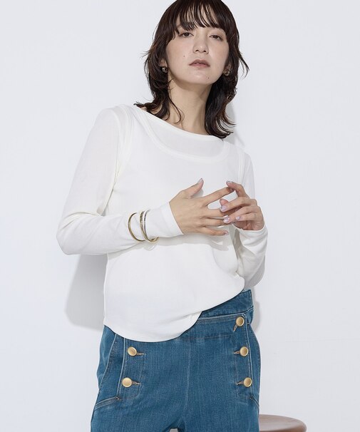 綿キュプラベアテレコ リブタンクトップ