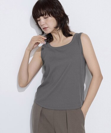 〔 +サイズ 〕 綿キュプラベアテレコ リブタンクトップ