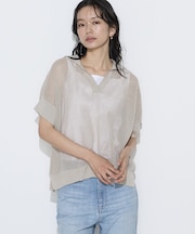 リネンメッシュ スキッパープルオーバー