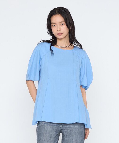シルキーポプリン ペプラムブラウス