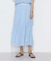 〔 TALLサイズ 〕 【セットアップ対応】カッセンシフォンオーガンジー アシンメトリーギャザースカート