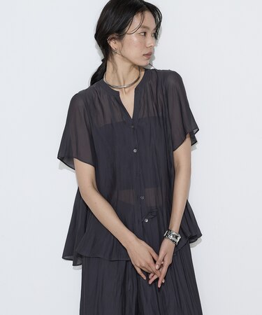 〔 TALLサイズ 〕 【セットアップ対応】カッセンシフォンオーガンジー フレアブラウス