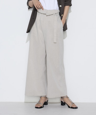 〔 TALLサイズ 〕 リネン／トリアセテート ハイウエストパンツ