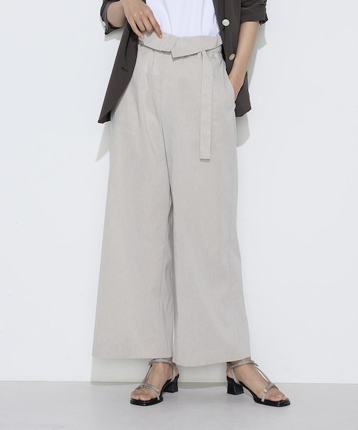〔 TALLサイズ 〕 リネン／トリアセテート ハイウエストパンツ