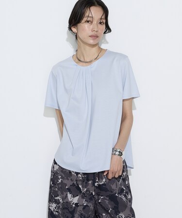 コットン強撚ポンチ ドレープタックシャツ