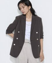 リネン／トリアセテートストレッチ ダブルブレストジャケット