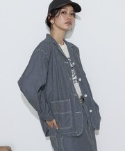 〔 +サイズ 〕 ヒッコリー カバーオール