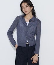 レーヨンイタリア糸 ワイドリブポロカーディガン