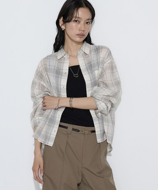 〔 TALLサイズ 〕 モノトーンシアーチェック シャツ