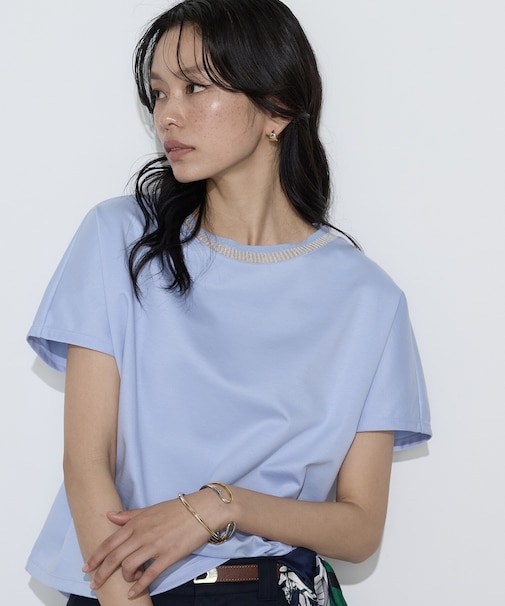 〔 TALLサイズ 〕 ダブルフェイス ニット付きTシャツ