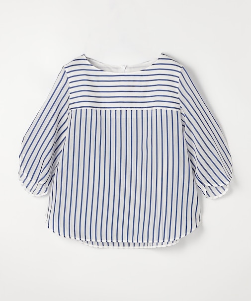 〔 TALLサイズ 〕 キュプラリネン コットンシルクストライププルオーバー