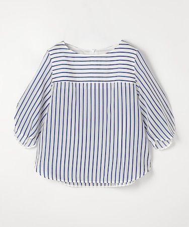 〔 Sサイズ 〕 キュプラリネン コットンシルクストライププルオーバー