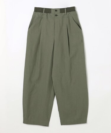 高密度リネンストレッチ バレルパンツ
