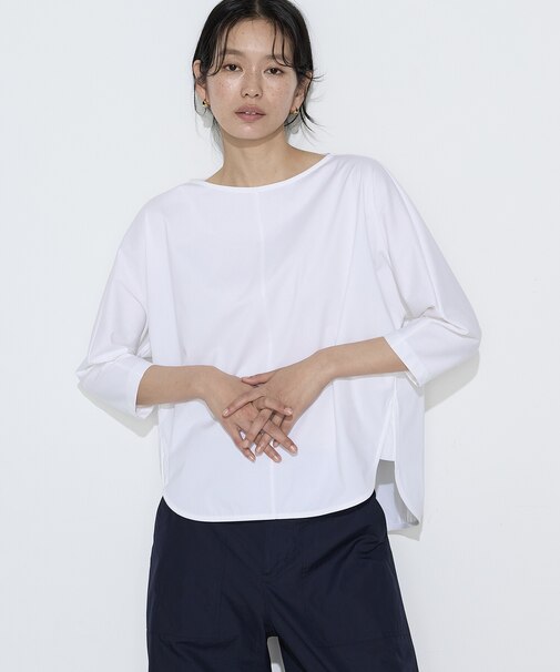 〔 +サイズ 〕 トリコット ボートネックプルオーバー