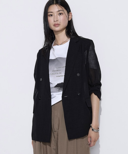 〔 TALLサイズ 〕 【セットアップ対応】【RE:撚】トリアセクールスラブ ダブルジャケット