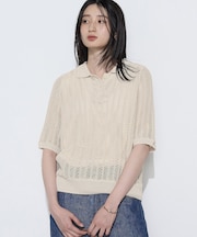 美濃和紙 透かしニットポロ