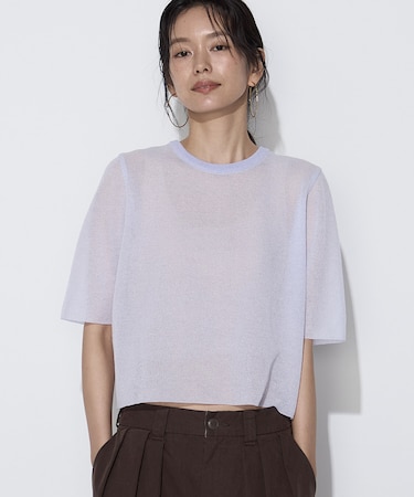 〔 TALLサイズ 〕 ポリエステルラミー プルオーバーニット