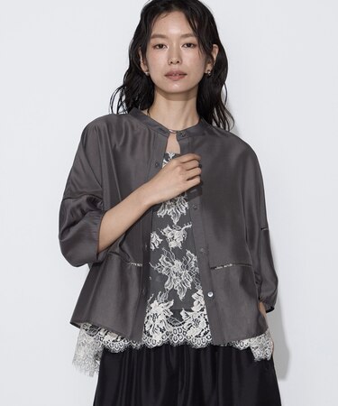 ライトシルクウール ランタンスリーブシャツ