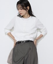 コットンダルストレッチ ケーブルカーディガン