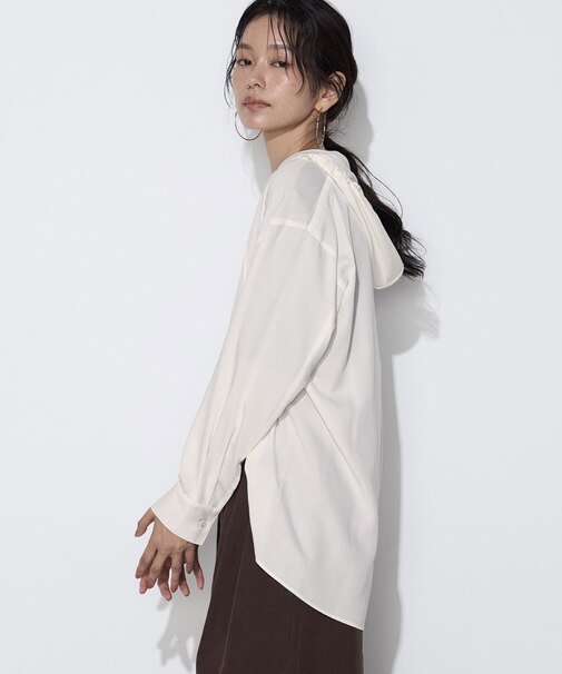 レーヨンツイル フード付きブラウス