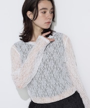 フラワージャージー スキンクルーネックプルオーバー