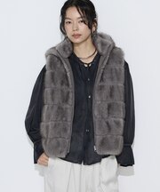〔Sサイズ〕ミンク調フェイクファー リバーシブルジレ