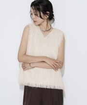 ロングフリンジジャージー ブラウス