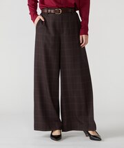 【セットアップ対応】先染グレンチェック ワイドパンツ