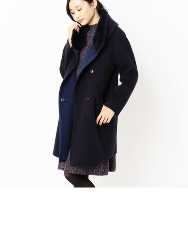 ファーストラム二重織りファー付きハンドメイドウールコート