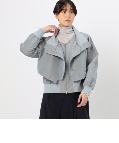 〔 +サイズ 〕 【レイヤード】シャンブレータフタ ブルゾン