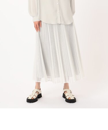 〔 +サイズ 〕 T／Cレース プリーツスカート