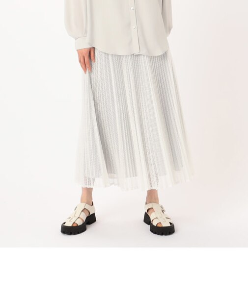 〔 +サイズ 〕 T／Cレース プリーツスカート