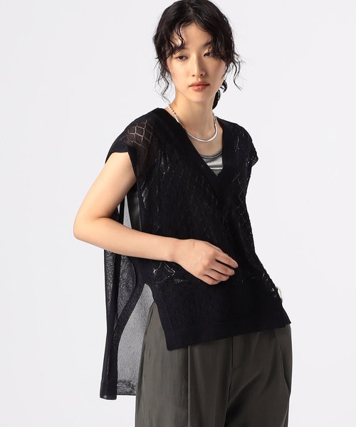 サイズ 〕 【前後2WAY】ミックスカラーリネンコード ニットベスト