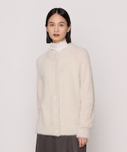 〔 +サイズ 〕 マイクロナイロンフェザー フェザーヤーン2wayカーディガン