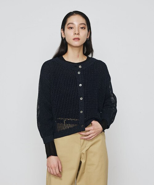 和紙 LINE MESH CARDIGAN