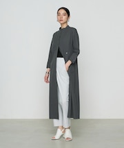 ストレッチタフタ シャツドレス